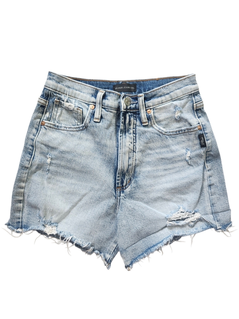 Silver Jeans 90's Baggy Denim Shorts | Light Wash Distressed Cutoffs